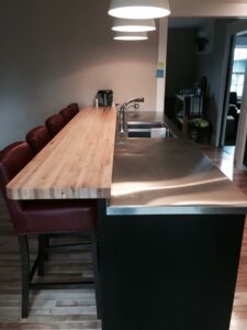 stainless kitchen and bar top